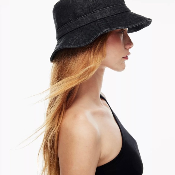 Aritzia TNA logo bucket hat black denim NWT - Picture 5 of 5
